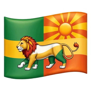 A flag with three horizontal color that upper is Green , middle is White and in down red color, in the White line is a lion and sun that sunrises from back of lion in the middle line  sticker