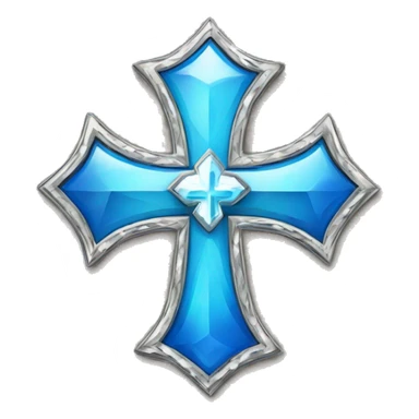 Badge of the Jesus cross, diamond, and  blue  sticker