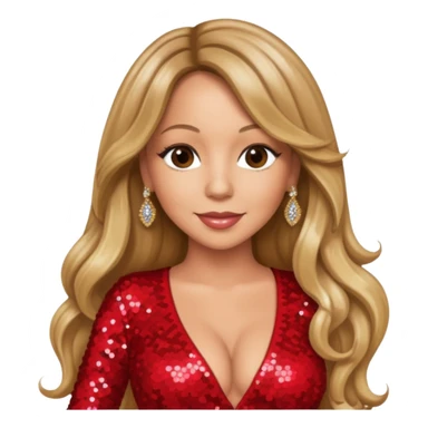Mariah Carey with long dark blonde hair, red sequin outfit sticker
