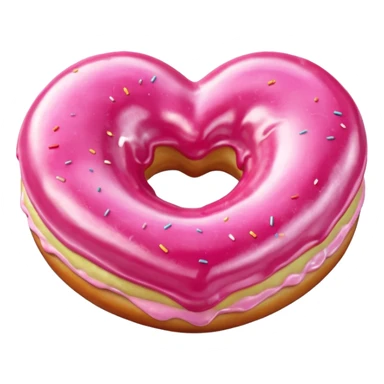 Realistic isolated heart shaped donut with pink frosting. sticker