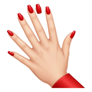 A woman's hand with red nail polish sticker