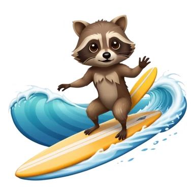 Racoon surfing on a surfboard sticker