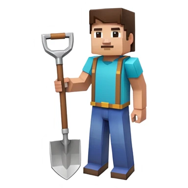 Minecraft character holding a shovel sticker