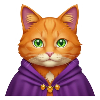 pussy orange cat green eyes, in purple cloak sticker