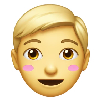 Create a yellow-faced emoji with large, sparkling eyes and pink blush on the cheeks to convey shyness and affection. The face should have no mouth, symbolizing the hesitation to express feelings. sticker