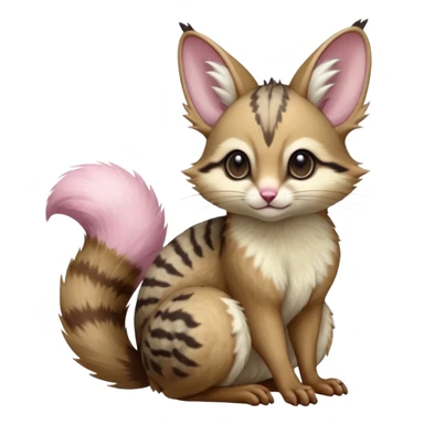 soft natural realistic romantic vintage antique divine beautiful elegant pretty precious cute young youthful  Fakémon-Pokémon-alien-opossum-squirrel-feline-serval-caracal-chinchilla-Minccino-Cinccino-Meowstic-rodent-hybrid-creature with a big fluffy bushy tail (full body) sticker