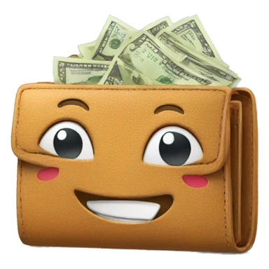 full of money wallet with happy emotion sticker
