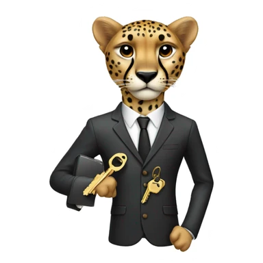 cheetah in a classic suit With keys sticker