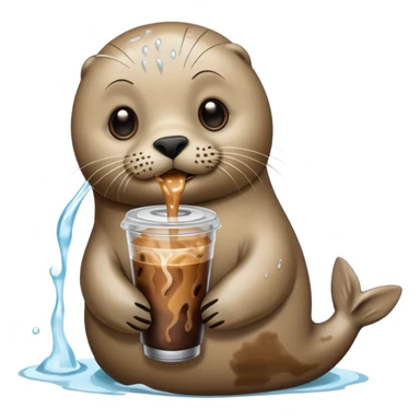 Seal with iced coffee sticker