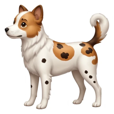 White dog with brown spots with ONLY three legs, from the side. It DOES NOT have four legs. ONLY THREE LEGS  sticker