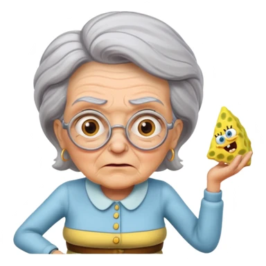 grumpy old lady chasing spongebob sticker