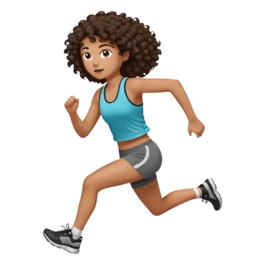 Treino de corrida feminino morena cacheada cabelos cumpridos caindo nas costas sticker