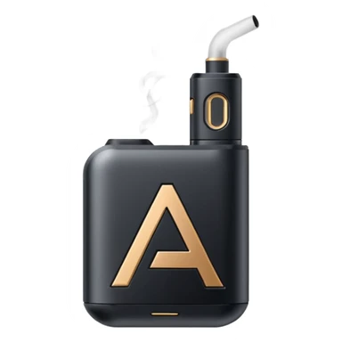 Minimalist vector letter A logo, designed as a sleek vape pod system. Metallic, geometric, clean lines. Transparent background. sticker