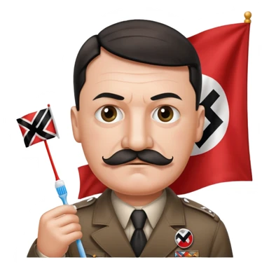 HITLER holding a nazi flag pls and pls turn his BEARD into a toothbrush mustache sticker