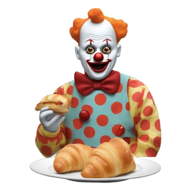 A creepy clown eating croissants in Paris  sticker