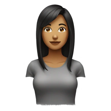 Mulher com cabelo cacheado pretos, franja lisa  sticker