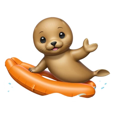 A cute seal pup with floaties on both flippers, kicking excitedly near lane markers. sticker
