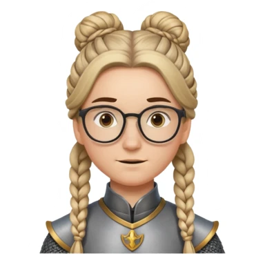 knight's with glasses with long boarder & hair bun hair sticker