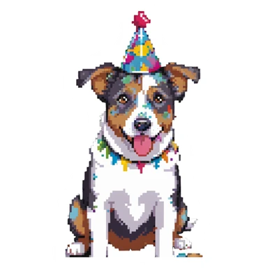 dog celebrating birthday sticker