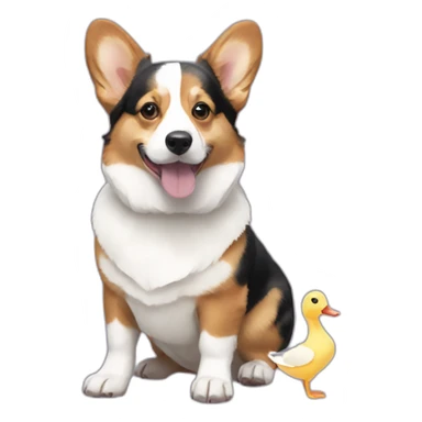 tricolor corgi with white ducks sticker