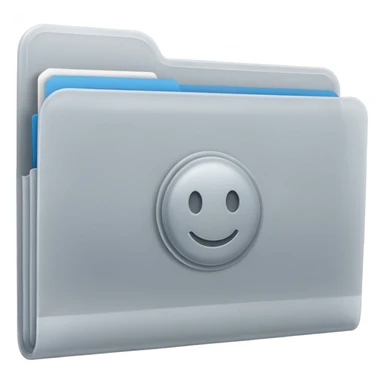 A **simple emoji-style icon** of a **frosted light-gray plastic folder** with **rounded corners**, **elastic string and button closure**, slightly translucent, clean front, subtle shading, and a **small tax/forms symbol** in one corner.
 sticker