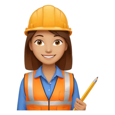 worker woman wearing orange west holding a ruler sticker
