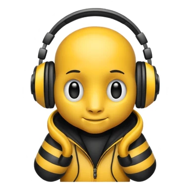DJ bee with headphones sticker