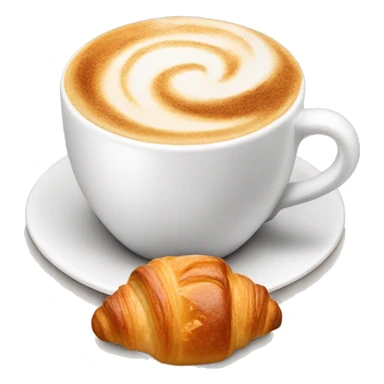 Cup of cappuccino with croissant sticker