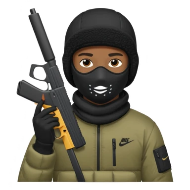 Black boy in nike ski mask with a glock  sticker
