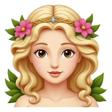 Greek goddess Aphrodite with flowers and a wink sticker