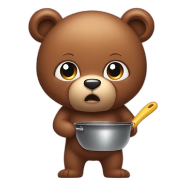 really angry and offended cute cuddly bear toywith a frying pan in hand sticker