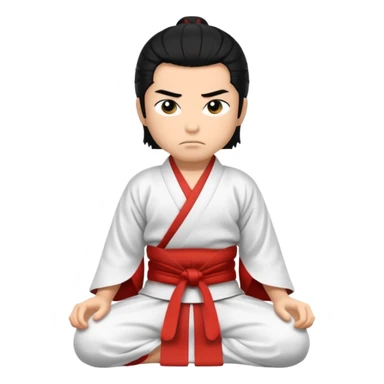 kneeling samurai in white kimono sticker
