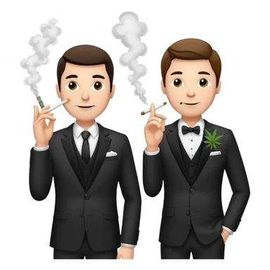Two well-dressed men in suits crashing a wedding party, smoking cannabis sticker