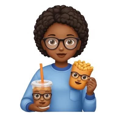 snack holding black girl kid with glasses on eyes sticker