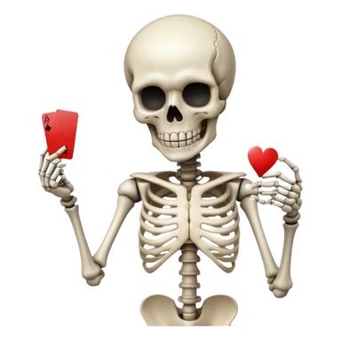 Skeleton holding a ball and ace card sticker