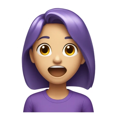 smiling girl in purple shirt, yawning sticker
