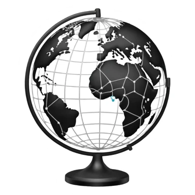 world globe with connected network in white and black colors sticker