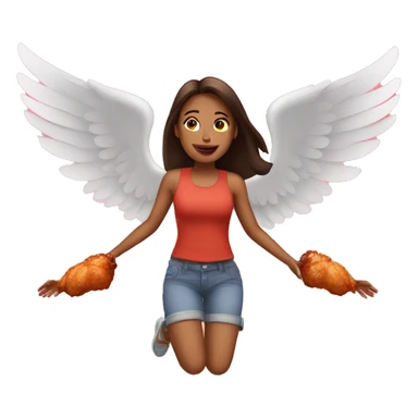 a girl flying with two bbq chicken wings on her back sticker