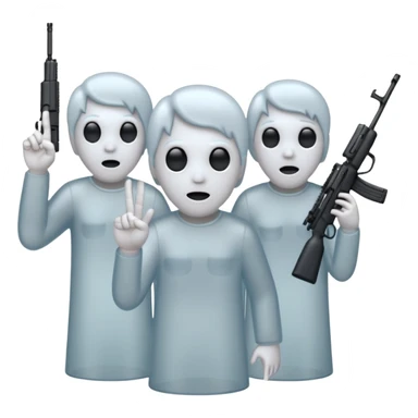 Fantasmas con un fusil moderno y haciendo haciendo en en forma de ✌️ con los dedos sticker