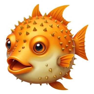 All Orange BlowFish facing forward all Spikes mouthopen sticker
