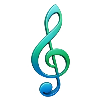 3D gradient blue to green music icon logo note  no background unique y2k clipart sticker