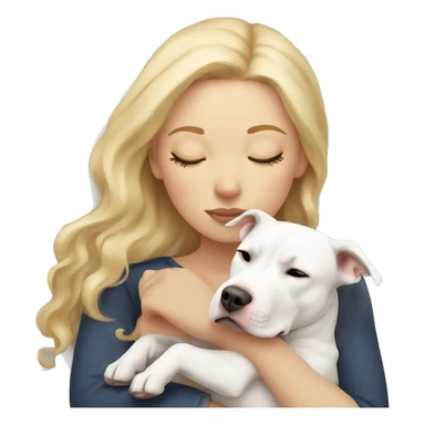blonde girl sleeping with a white pitbull  sticker