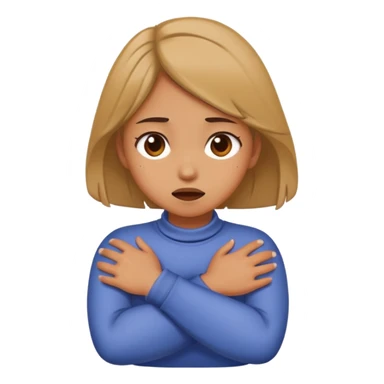 Girl crossing arms grabbing neck strangling herself sticker