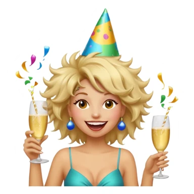 Funny, fast-talking, a little unpredictable. Life of the party vibes. woman with crazy hair
more dinamic emoji  sticker