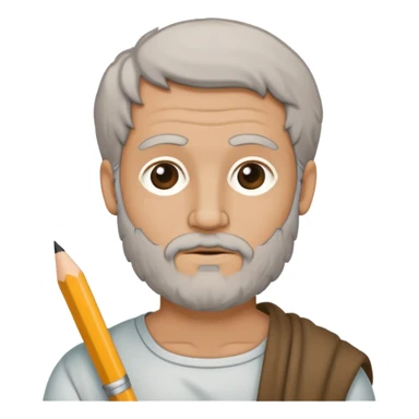 Aristotle drawing as a black outline icon, no fill, hand-drawn look sticker