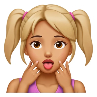 Girl with her hands on her neck with her tongue out￼ sticker