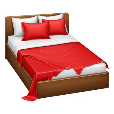 Bed with red sheets with and white liquid spilled on it and tossed sheets   sticker