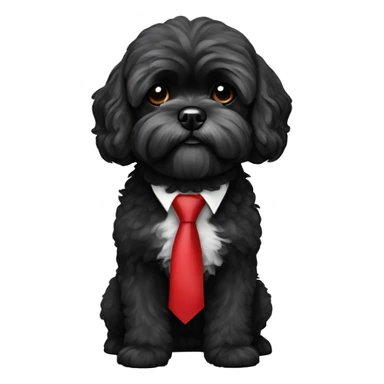 Black Shih poo with red tie sticker