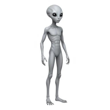fullbody humanoid gray alien direct sideview sticker
