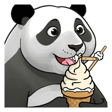 Panda eating ice cream sticker